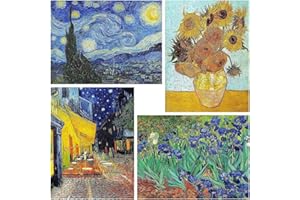 TIWABB 4 Pack Starry Night of Van Gogh Stamped Cross Stitch Kits - Counted Cross Stitch Kits for Beginners Adults,11 CT Patterns Dimensions Embroidery Kits Arts Craft Kits 12x16inch