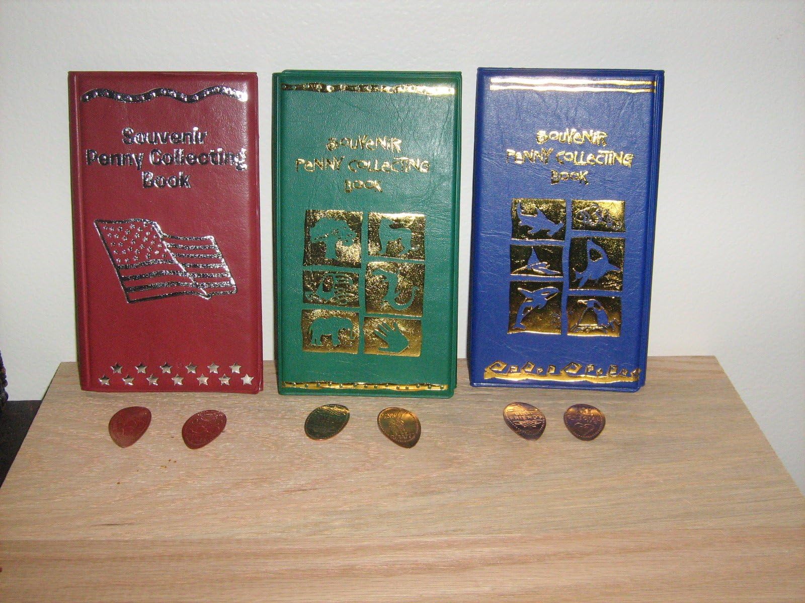 THREE Elongated Penny Souvenir Collecting Books/Albums with 5 FREE Pressed Pennies!