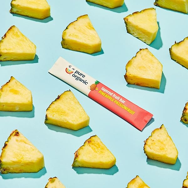PURE ORGANIC, LAYERED FRUIT BARS, PINEAPPLE PASSIONFRUIT, GLUTEN FREE AND VEGAN FRUIT SNACKS, 6.2OZ BOX (12 COUNT)