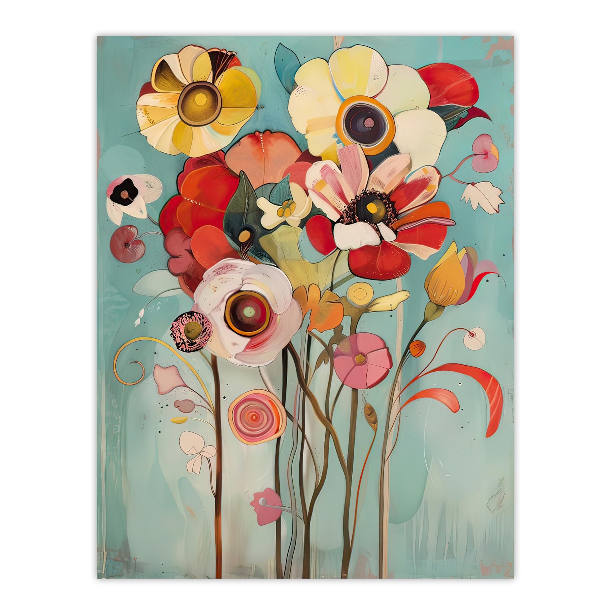 Artery8 Soft Abstract Wildflower Bouquet Painting Living Room Large Wall Art Poster Print Thick Paper 18X24 Inch