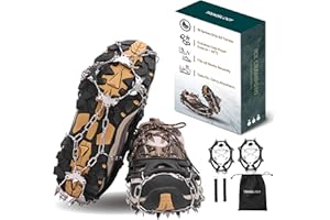 TREKOLOGY Ice Climbing Crampons, Trail Crampons & Microspikes, Heavy Duty 19 Stainless Steel Spikes Traction for Winter Boots