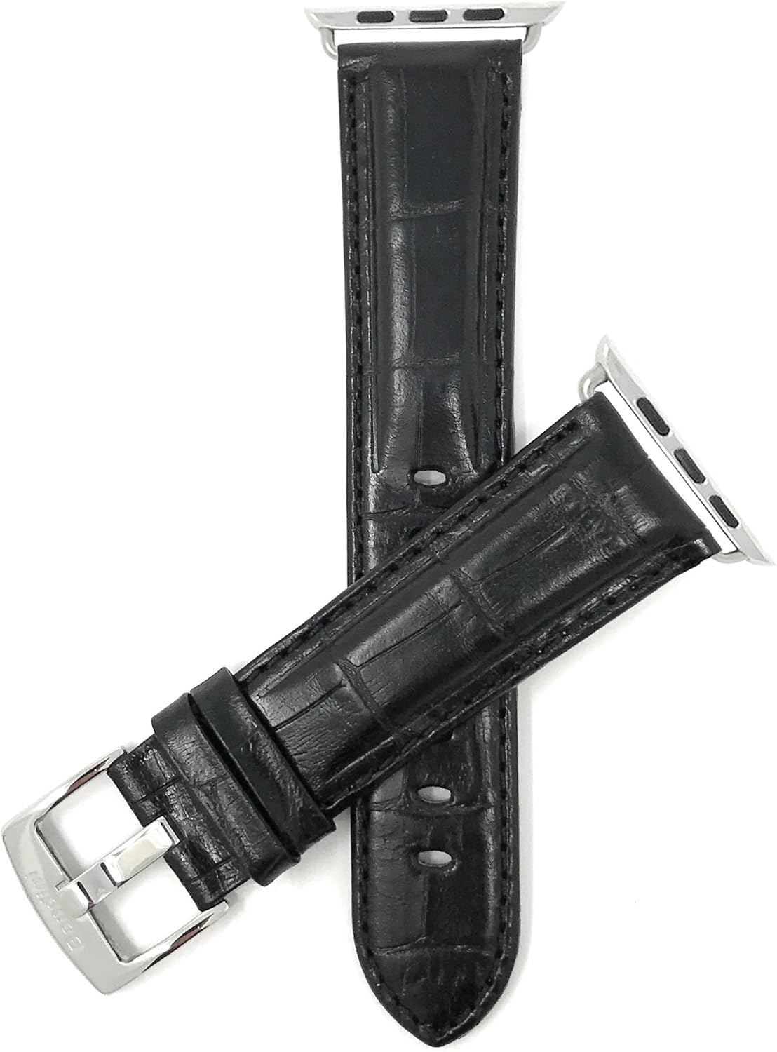 Bandini Replacement Watch Band for Apple Watch 42mm / 44mm Alligator Style Leather, Glossy, Many Colors, Fits Series 6, 5, 4, 3, 2, 1