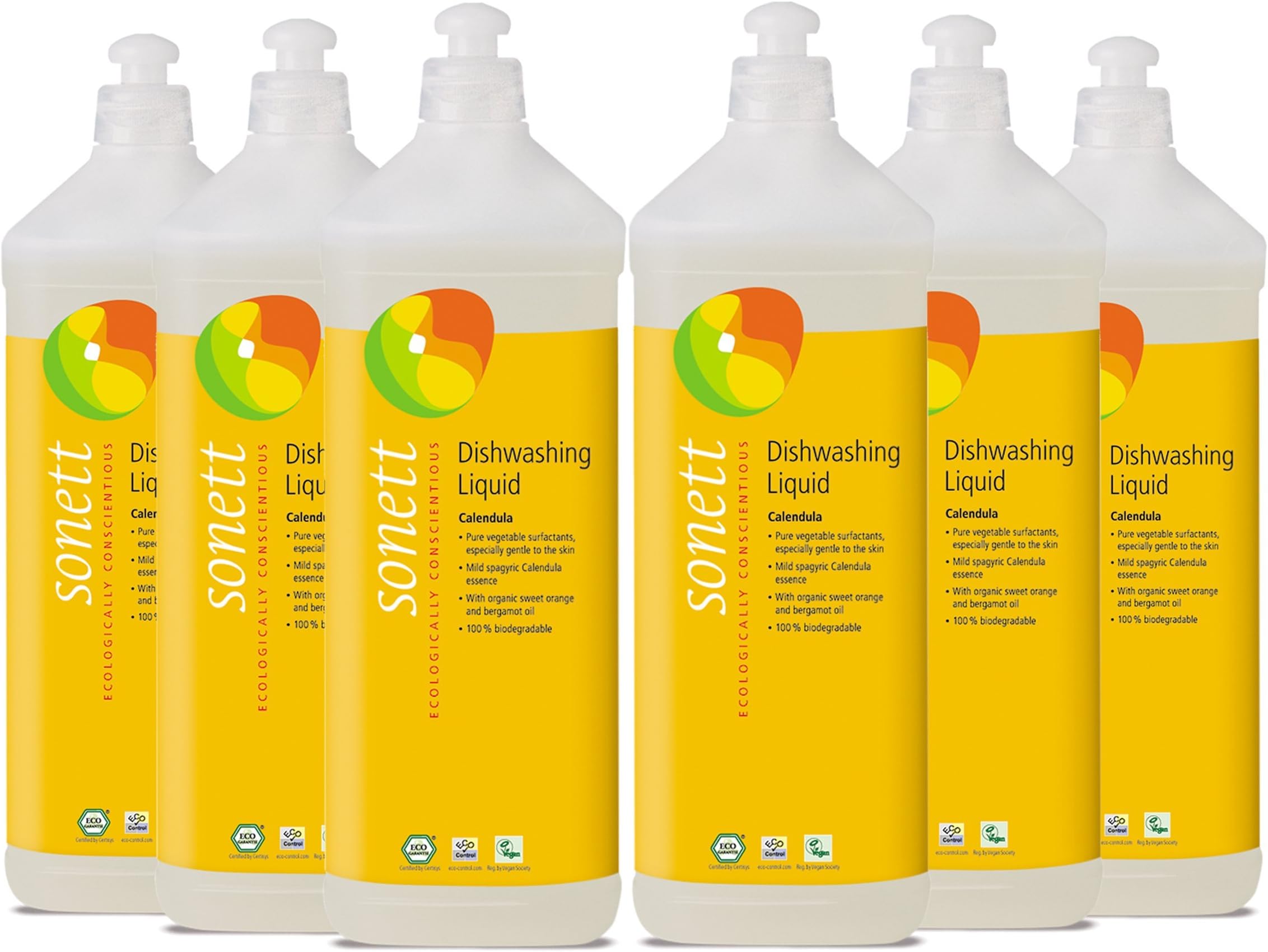 Sonett Organic Dishwashing Liquid Organic 100% Biodegradable (Calendula, 34 Fl.Oz (6 Count))