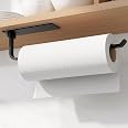 Paper Towel Holder Under Cabinet, Self-Adhesive or Drilling, Matte Black | Kitchen Roll Dispenser | Under-Cabinet or Wall-Mou