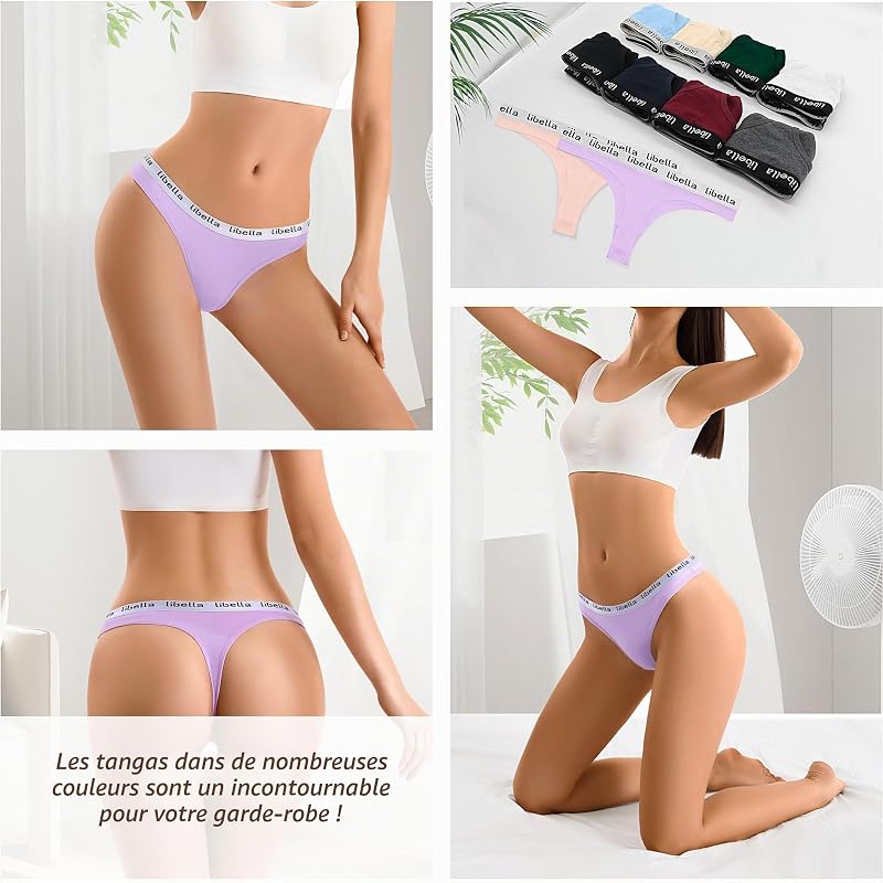 Strings Tanga Femme Coton Sexy Chic Culotte Stretch sous Vêtements Culottes Invisible Multipack Lot de 10 UN1-S — photo 2 sur 7