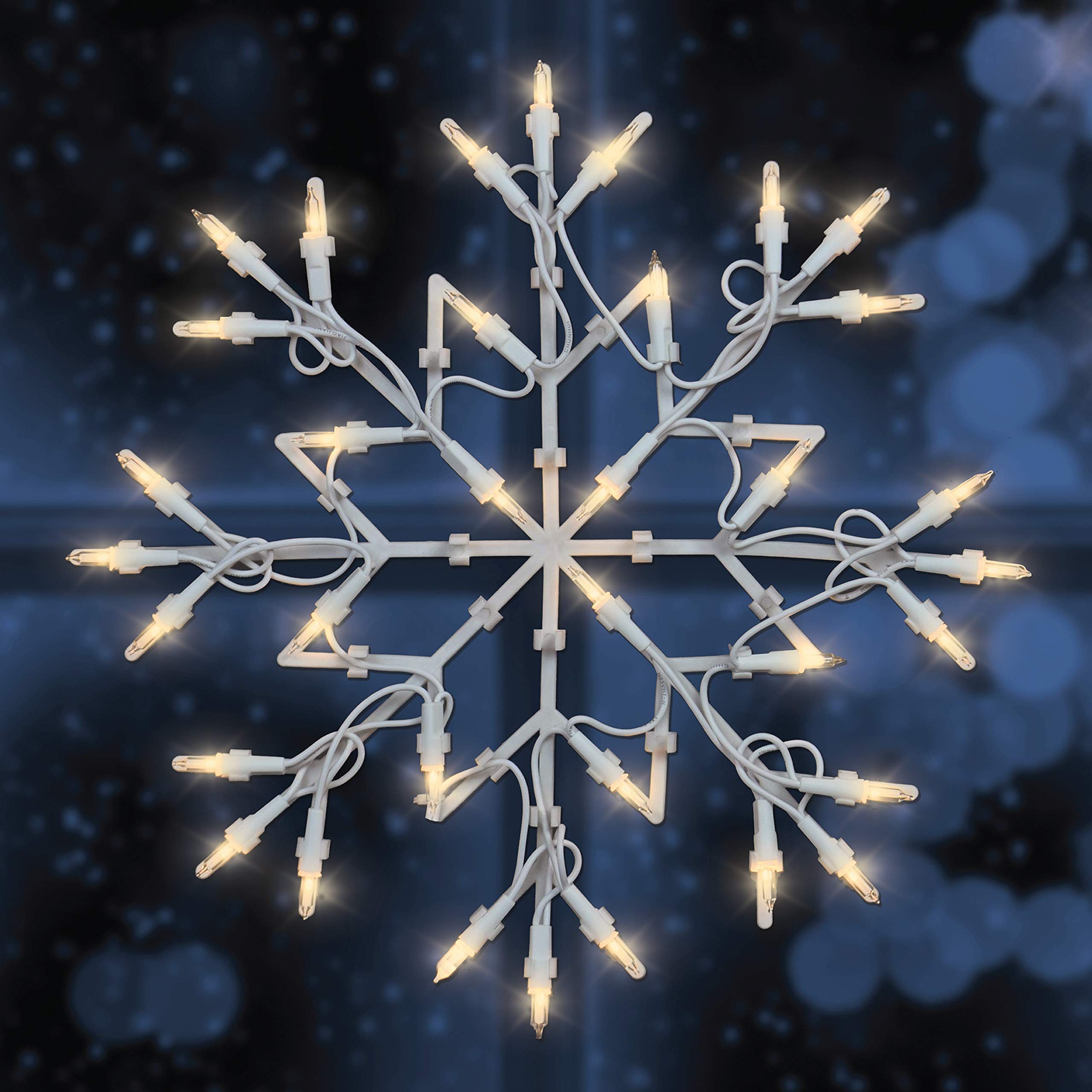 The Christmas Workshop 77700 White Snowflake Christmas Light / 35 Warm White LED Lights/Indoor Christmas Decorations/Timer Mode/Battery Operated / 33cm x 33cm x 1.5cm