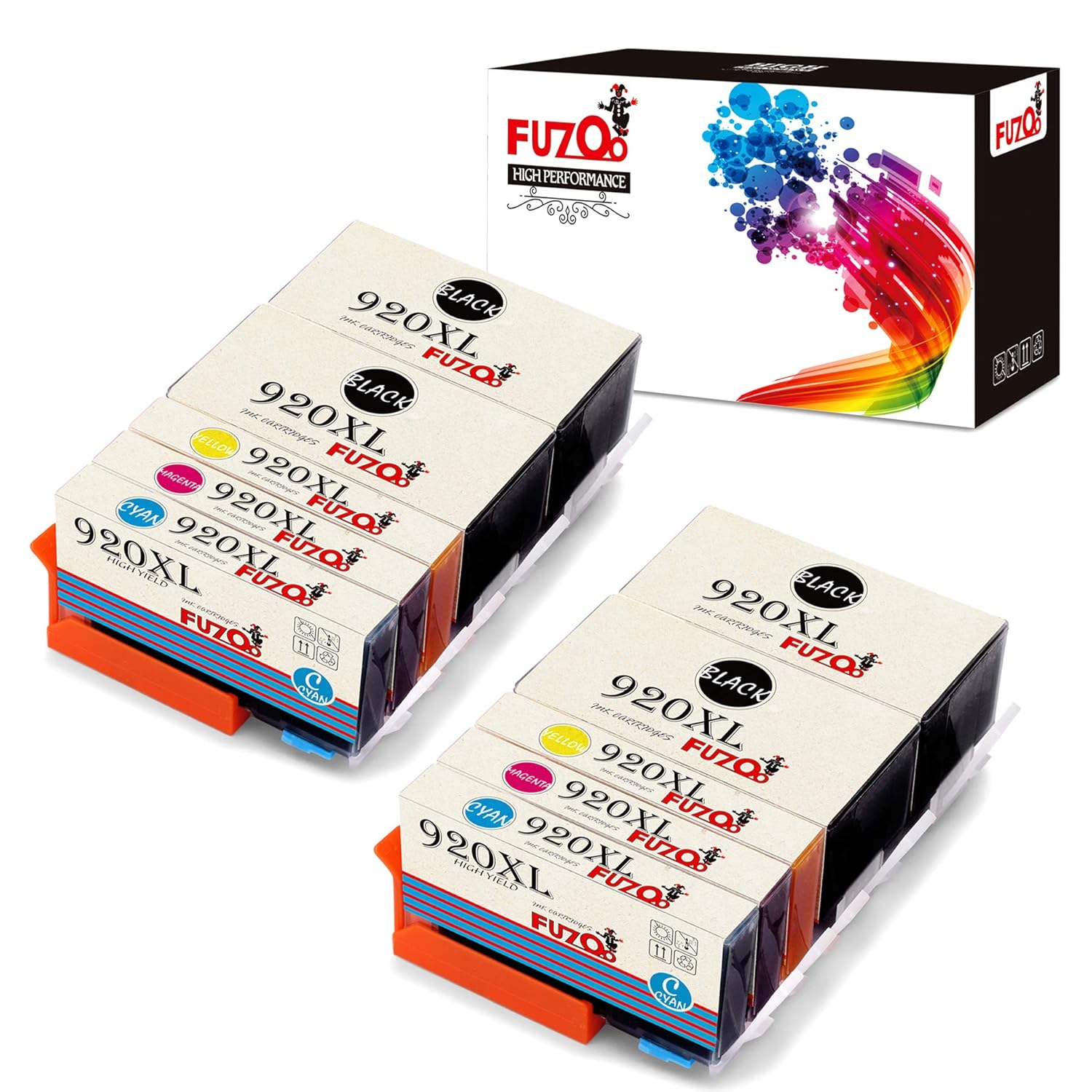 FUZOO 920XL Compatible Ink cartridges Replacement for HP 920 Work with Officejet  6500 6500A 6000 7000 7500 7500A E709 E710 Printer, (4Black, 2Cyan, ...