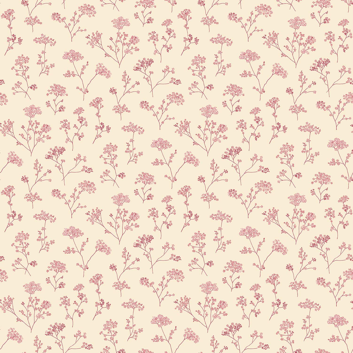 Galerie G67872 Miniatures 2 Cow Parsley Flower Design Wallpaper, Red/Cream, 10m x 53cm