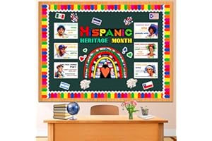 GEWUJATOP Hispanic Heritage Month Decorations,Hispanic Heritage Month Bulletin Board Inspirational Latin American Cutouts Kits, Spanish Bulletin Board Decor for School Home Chalkboard Wall