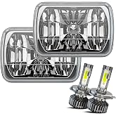 UCYAR H6054 5x7 7x6 Led Headlights for Off-road, 6000K White High Brightness Headlamp, DOT Approved High Low Sealed Beam, 9003/H4 Light Bulbs with H6054 Glass LED Headlight Housing