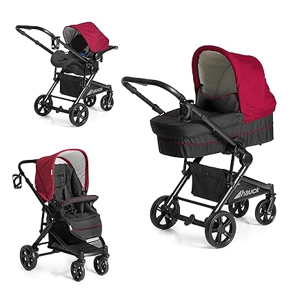 Hauck 3 in 1 Kinderwagen komplettset Atlantic Plus Trio Set, inkl. Babyliegeschale Kinderautositz Gruppe 0 für Isofix Base Be
