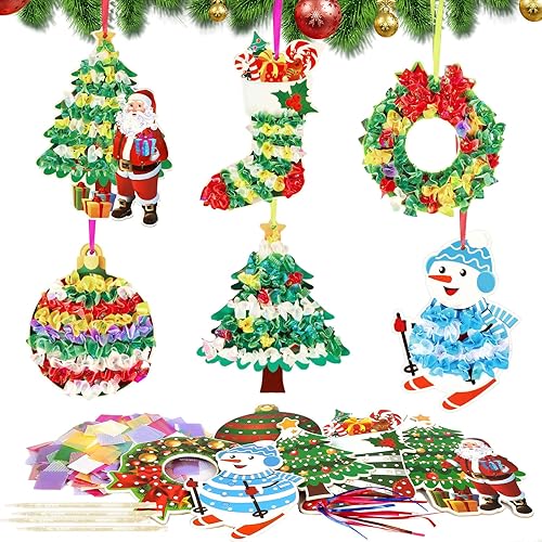 MONCAP 12pcs Christmas Craft Set for Kid Creative Xmas Poke Art Toy Make Your Own Christmas Poking Art Crafts with Snowman Xmas Tree Wreath Design for 4-12 Years Boy Girl Child Winter Xmas Craft
