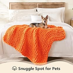 L'AGRATY Chunky Knit Blanket Throw - Soft Chenille