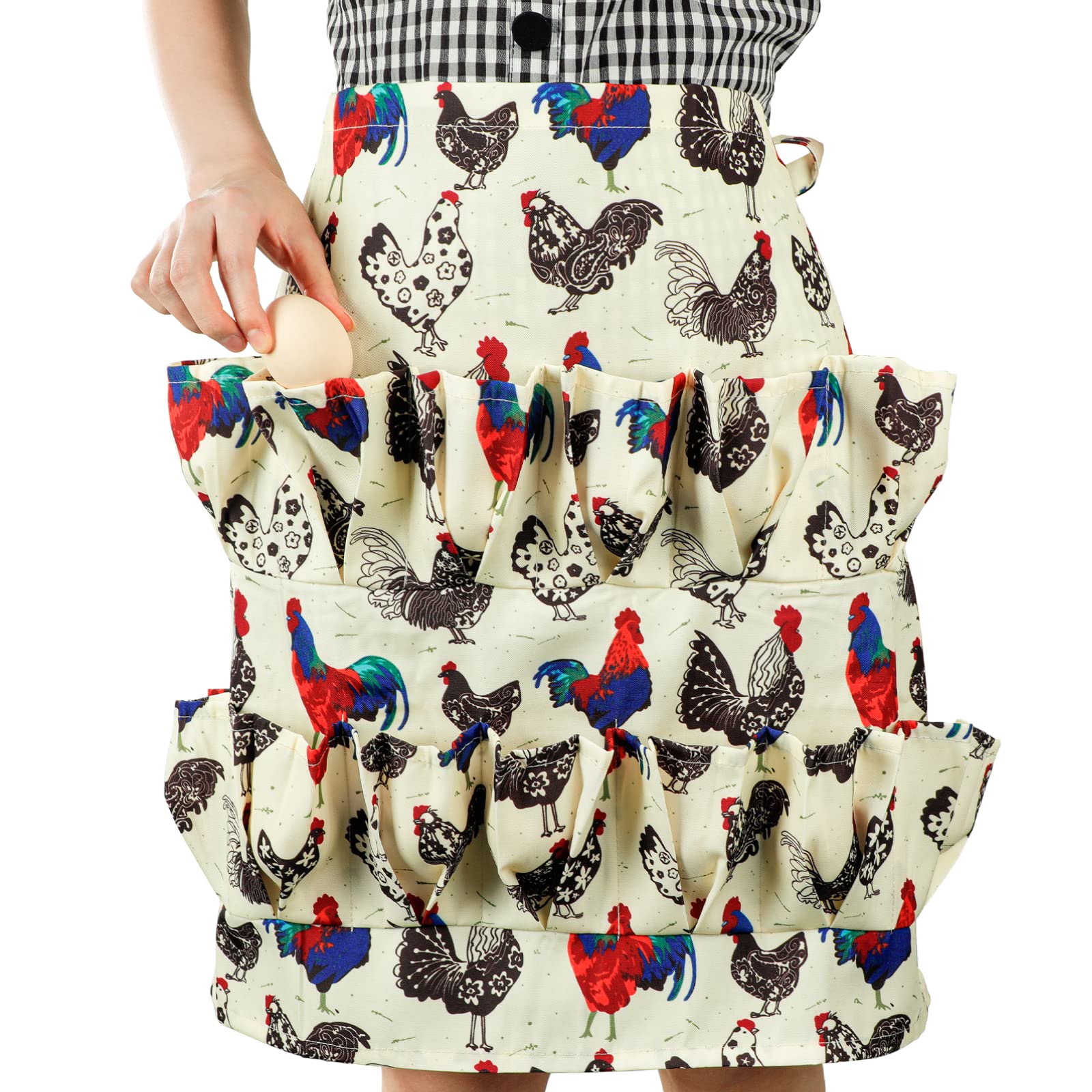 Homaisson Egg Apron, 15 Pockets Durable Canvas Egg Collecting Holding Apron Egg Gathering Apron for Chicken Duck Goose Eggs