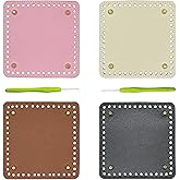 Yayatty PU Leather Bag Bottom Base Crochet Bag Bottom, 4 Color 5.9 Inch Square Knitting Crochet Bags Bottom with Crochet for Bags, DIY Shoulder Bag Crochet Accessories, Purse Making Supplies