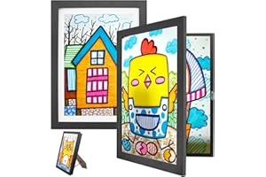 Maxetodo Kids Artwork Display Frame with 180° Open Front, 8.5x11 Art Picture Frame Display,Holds up to 150 Drawings,Shatterpr