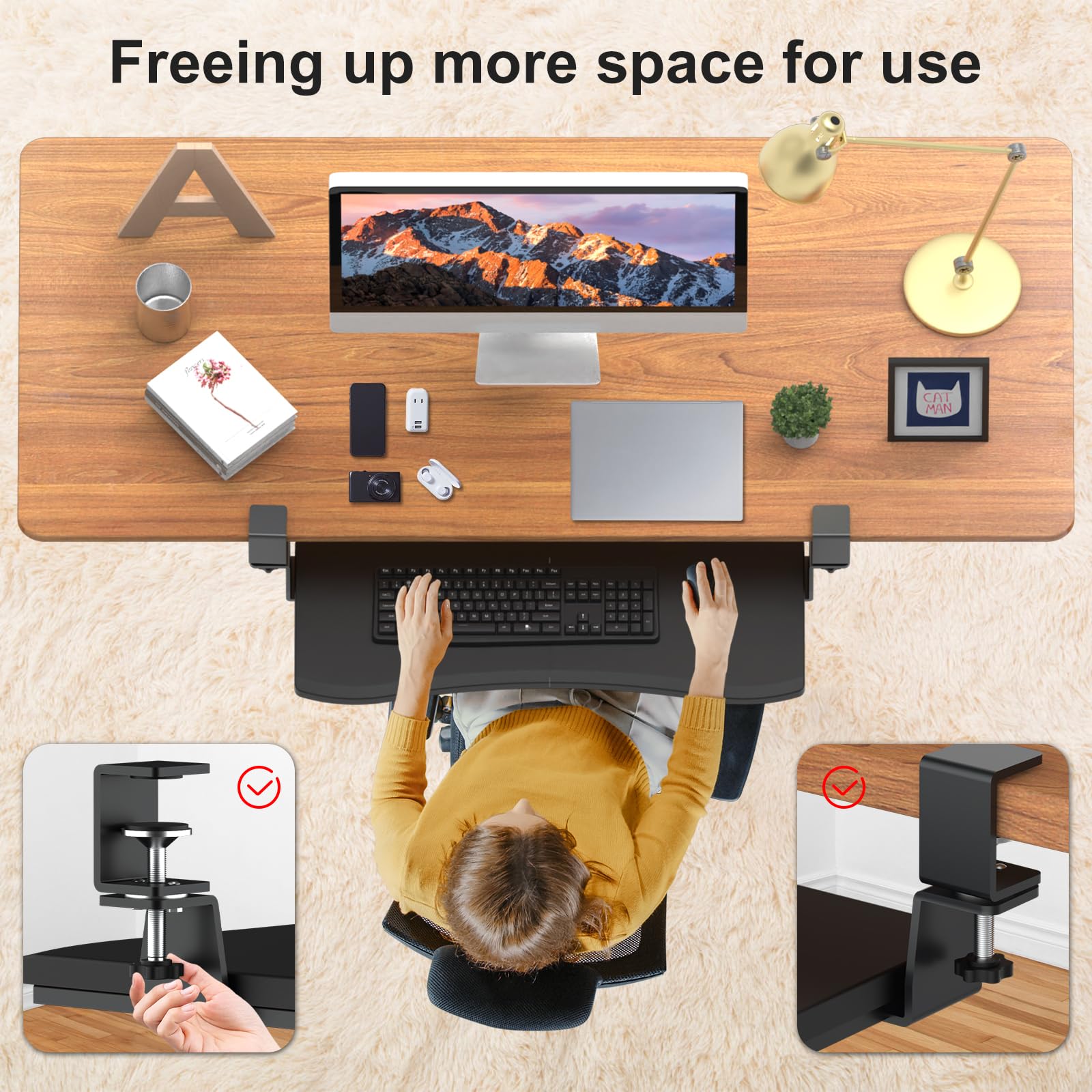 Mua Keyboard Tray Under Desk Pull Out Keyboard & Mouse Tray with Heavy ...