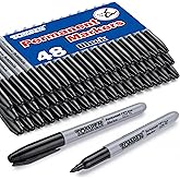 TOMPEN Permanent Markers Black 48 Count Fine Tip,Quick Drying Marker for Gift Card,Bulk Pens on Wood,Plastic,Paper,Metal,Mirror for Office School Classroom Home