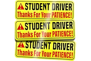 ASSURED SIGNS Student Driver Sticker Magnet for Car - 3 Pack - LARGE 9.72" by 3.24" - Magnetic Student Driver Sign for Bumper - Remind Others to Please Be Patient - Bright & Reflective Road Safety Sign for Rookies - Ideal New Driver Magnet for Car