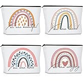 Saintrygo 4 Pcs Rainbow Cosmetic Bag Teacher Nurse Inspirational Gift Bags for Women Girls You Are Loved Beautiful Kind Makeup Bag Bulk Personalized Canvas Purse Pouch for Toiletry Travel(Fresh)