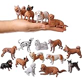 HOMNIVE Dog Figures for Kids, 12pcs Plastic Realistic Puppy Figurines, Small Dog Cake Topper, Learning Educational Toys for Christmas Birthday Gift