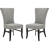 Amazon Brand – Stone & Beam Reinhart Classic Upholstered Dining Chair, 20.5"W, Set of 2, Light Gray