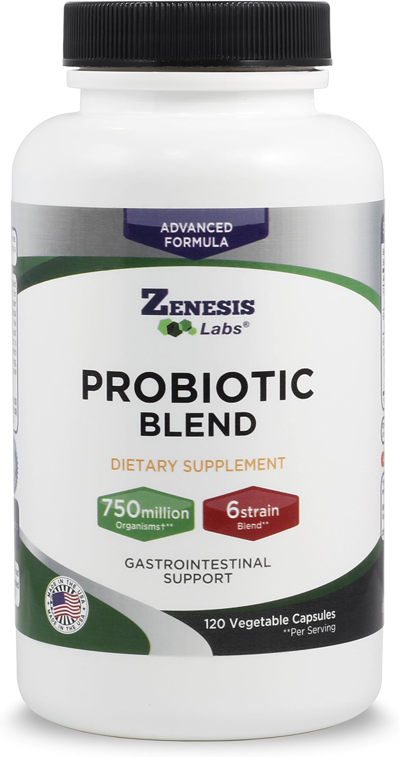 Probiotic Blend - Six Different Probiotics - 750 Million CFUs -120 Count (60 Day Supply)