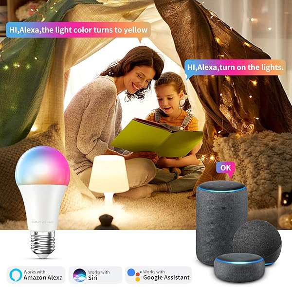 MMcRRx Alexa Smart bombilla led E27 bombilla led wifi inteligente Compatible con Alexa Google Home Echo 850 LMluces clidas Cambio de color con control de aplicacinregulableno requiere entrada