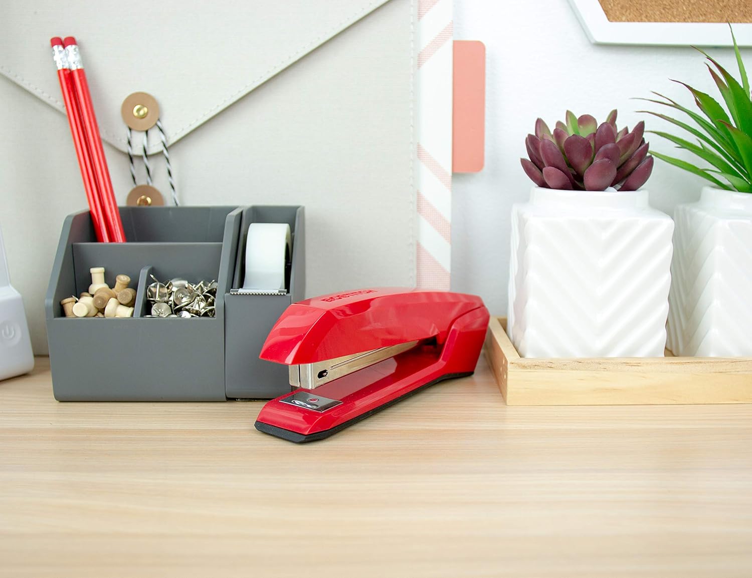 Bostitch Office B210R-RED Bostitch Ascend 3 in 1 Stapler with Integrated Remover & Staple Storage, Red (B210-Red) : Office Products