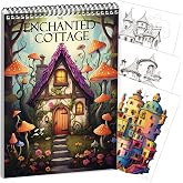 Coloring Book for Women Spiral Bound, Lay Flat While Coloring Adult Coloring Book One Sided Design Gift for Adult to Relax and Relieve Anxiety THE Enchanted Cottage