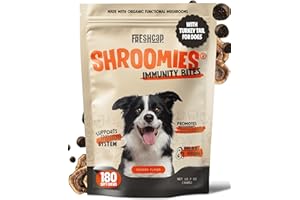 FreshCap Mushrooms Shroomies - 13 in 1 Turkey Tail Mushroom for Dogs, Super Blend Mushroom Supplement for Dogs, Dog Immune Support, Calming Treats (180 Soft Chews)