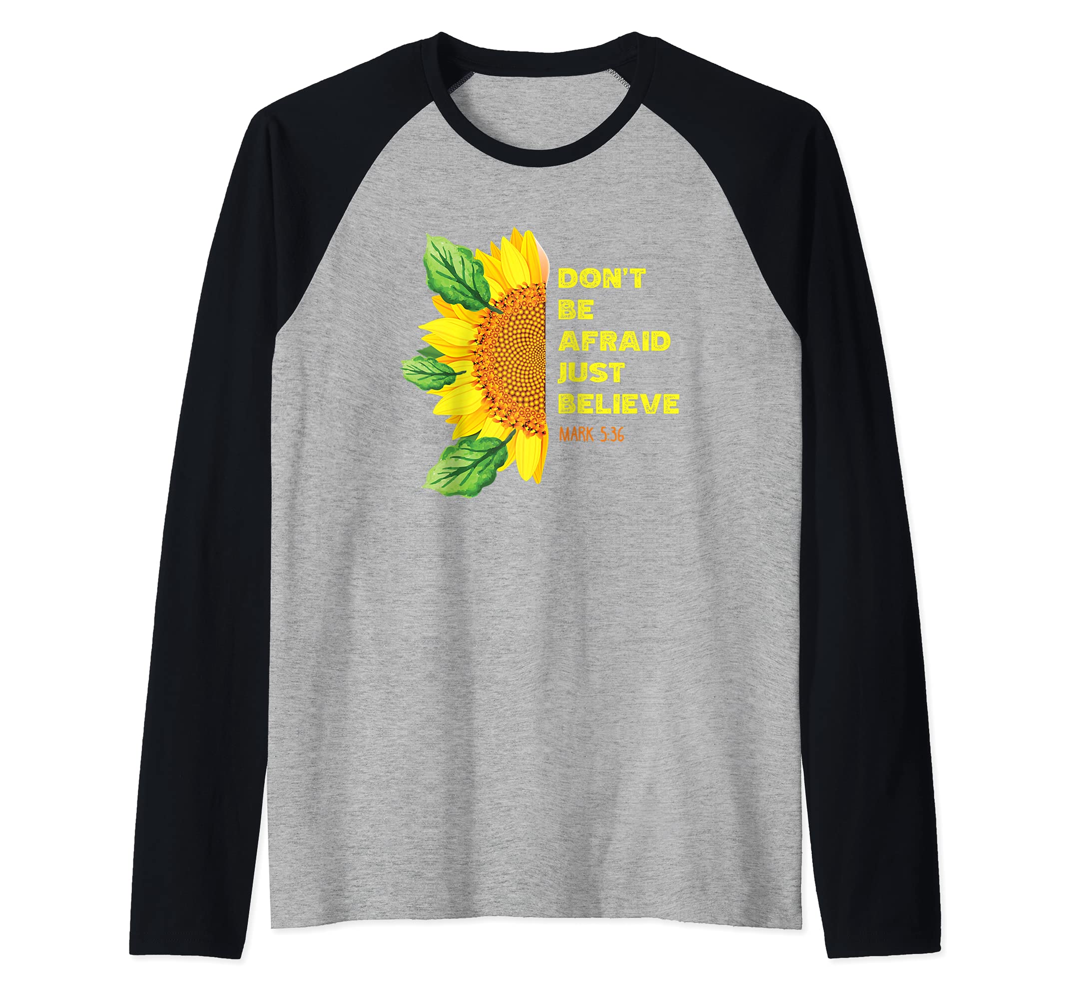Mark 5:36 Christian Bible Verse Religious Raglan Baseball Tee