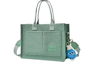 GOSECT Canvas Tote Bag for Women With Pockets, Laptop Work Crossbody Purses Everything Shoulder Tote Bag Everyday Satchel Handbags