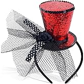 Bniksok Red Mini Top Hat Headband Fascinator Tea Party Headpiece for Women