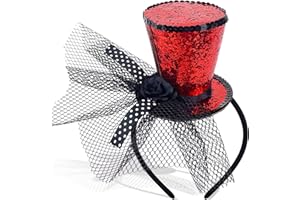 Bniksok Red Mini Top Hat Headband Fascinator Tea Party Headpiece for Women