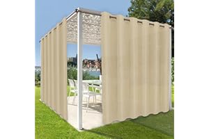 OutdoorLines Waterproof Indoor Outdoor Curtains for-Patio Privacy Sun Blocking Grommet Curtain Panel Weatherproof, UV Resistant Curtains for Gazebo, Front Porch, Pergola Beige 100W x 84L Inch 1 Panel