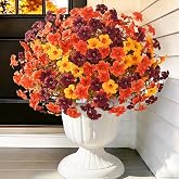 12Pcs Artificial Mums for Outdoors, Fall Flowers Artificial for Decoration | UV Resistant Faux Mums for Outdoor Planters, Artificial Mums Look Real for Front Door Porch Patio Yard Balcony Fall Decor