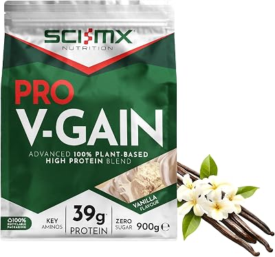 SCI-MX PRO V-GAIN 900g Vanilla Plant Protein Soy Pea Rice 37g/serv