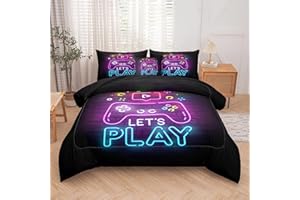 NINENINE Gaming Bedding Twin Size 6PCS Comforter Sets for Boys - Gaming Bedding Sets(1Comforter,1Flat Sheet,1Fitted Sheet,1Cushion Cover,2Pillowcases)
