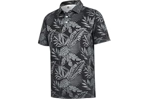 ELETOP Men's Golf Polo Shirts Short Sleeve Moisture Wicking Hawaiian Tropical Polos Performance Golf Shirts for Men Dry Fit