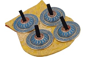 LUNGTA IMPORTS 2 Pairs Pro Brass Fingers Cymbal Zills Belly Dancing Free Silk Pouch (Turquoise)