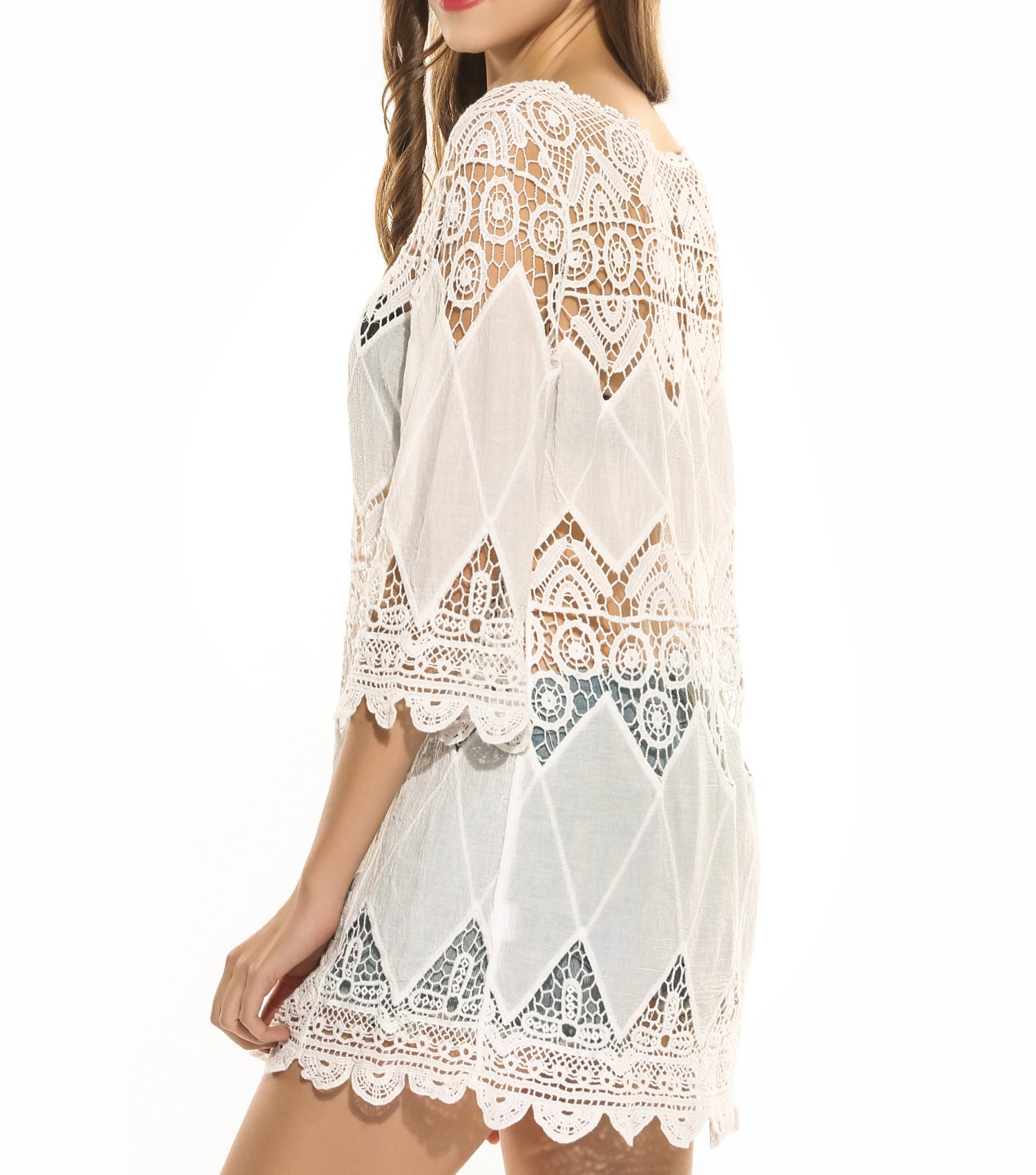 Ekouaer Cover Ups Women's Beach Dress Crochet Tunic Cover Up