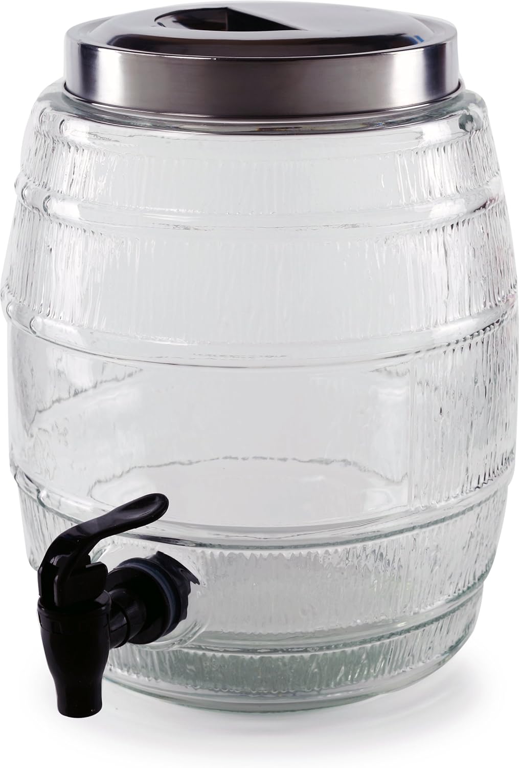  | Circleware Barrel Shaped Sun Tea Jar Beverage Dispenser, Fun Party Entertainment Home Kitchen Glassware Water Pitcher for Juice, Beer, Kombucha & Cold Drinks, Lead-Free, 1.3 Gallon, Keg: Iced Beverage Dispensers
