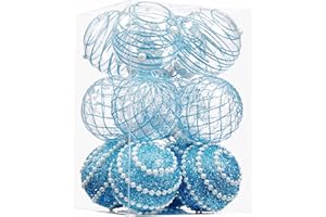 CHRISWISH 12CT Christmas Ball Ornaments Baby Blue Shatterproof Clear Large Plastic Christmas Tree Decoration, Delicate Hanging Ornaments for Xmas Party, Wedding, Holiday and Home Décor(70mm/2.76")