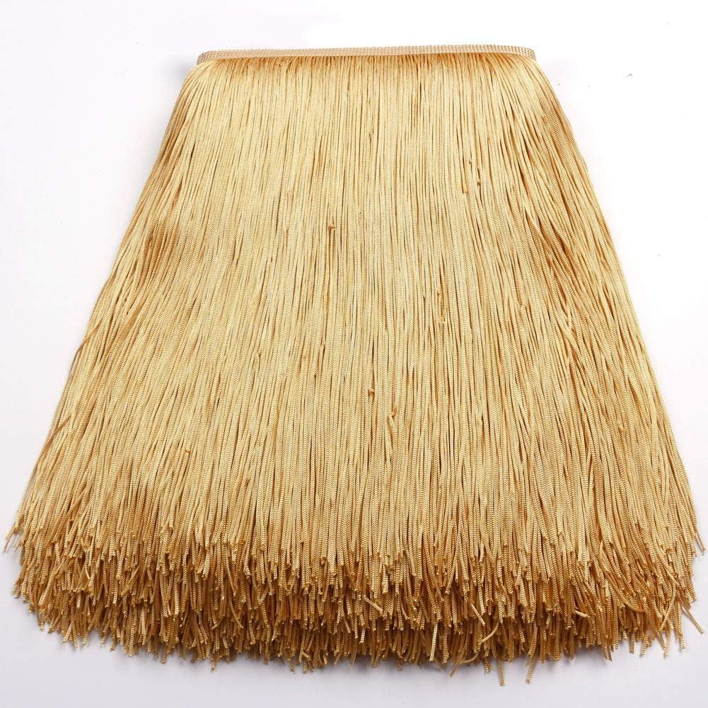 Fringe Trim Lace Polyerter Fibre Tassel 12inch（″） Wide 10 Yards Long for Clothes Accessories and Latin Wedding Dress and DIY Lamp Shade Decoration Gold