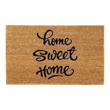 Onlymat Coir and PVC Home Sweet Home Door Mat, 75x45x1.5cm, Beige