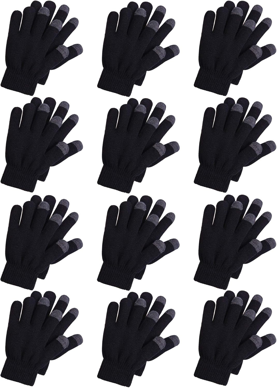 Cooraby 12 Pairs Kid's Touchscreen Gloves Teens Winter Warm Knit Texting Gloves: Clothing