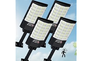 TFKK Solar Street Lights Outdoor, Waterproof Motion Sensor Solar Lights with Remote Control, 6500K Dusk to Dawn Parking Lot Flood Light for Outside Garage Yard, 4 Pack