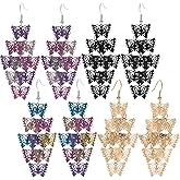 COLIGREE 4 Pairs Layered Dangle Earrings Hollow Filigree Earring Lightweight Women Fashion Jewelry Bohemian Stylish Accessories for Daily Wearing