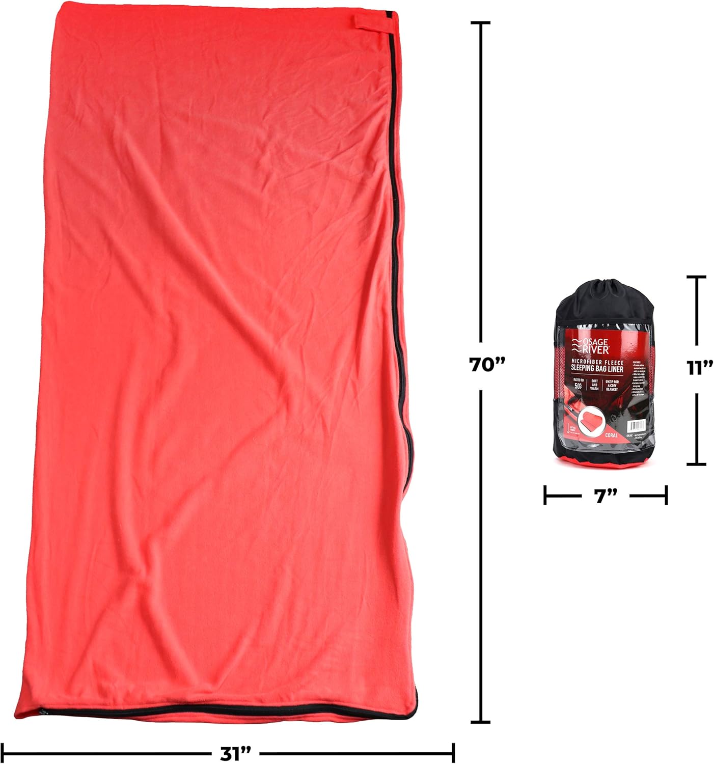 OSAGE RIVER Microfiber Fleece Sleeping Bag Liner Blanket, Coral : Sports & Outdoors